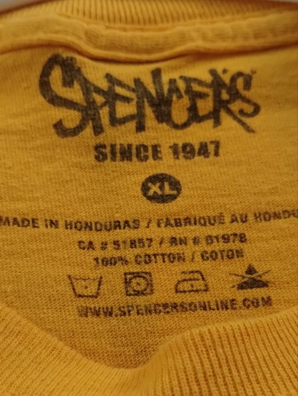 Spencer's 🌞 Oversized Unisex Graphic Tee Deep Golden Yellow Black Bold Slogan - Picture 5 of 6